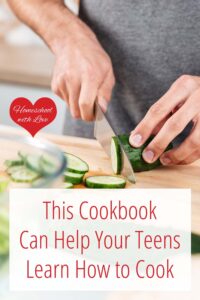 Teen cutting a cucumber.