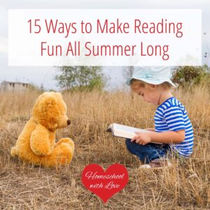 Child reading to teddy bear.